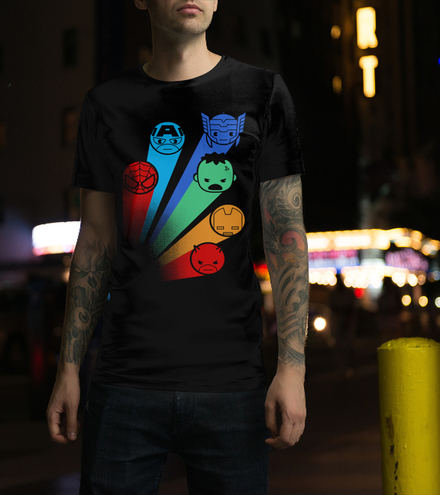 Marvel Avengers Captain America Thor Spider-Man Hulk Iron Man Daredevil Signals T-Shirt