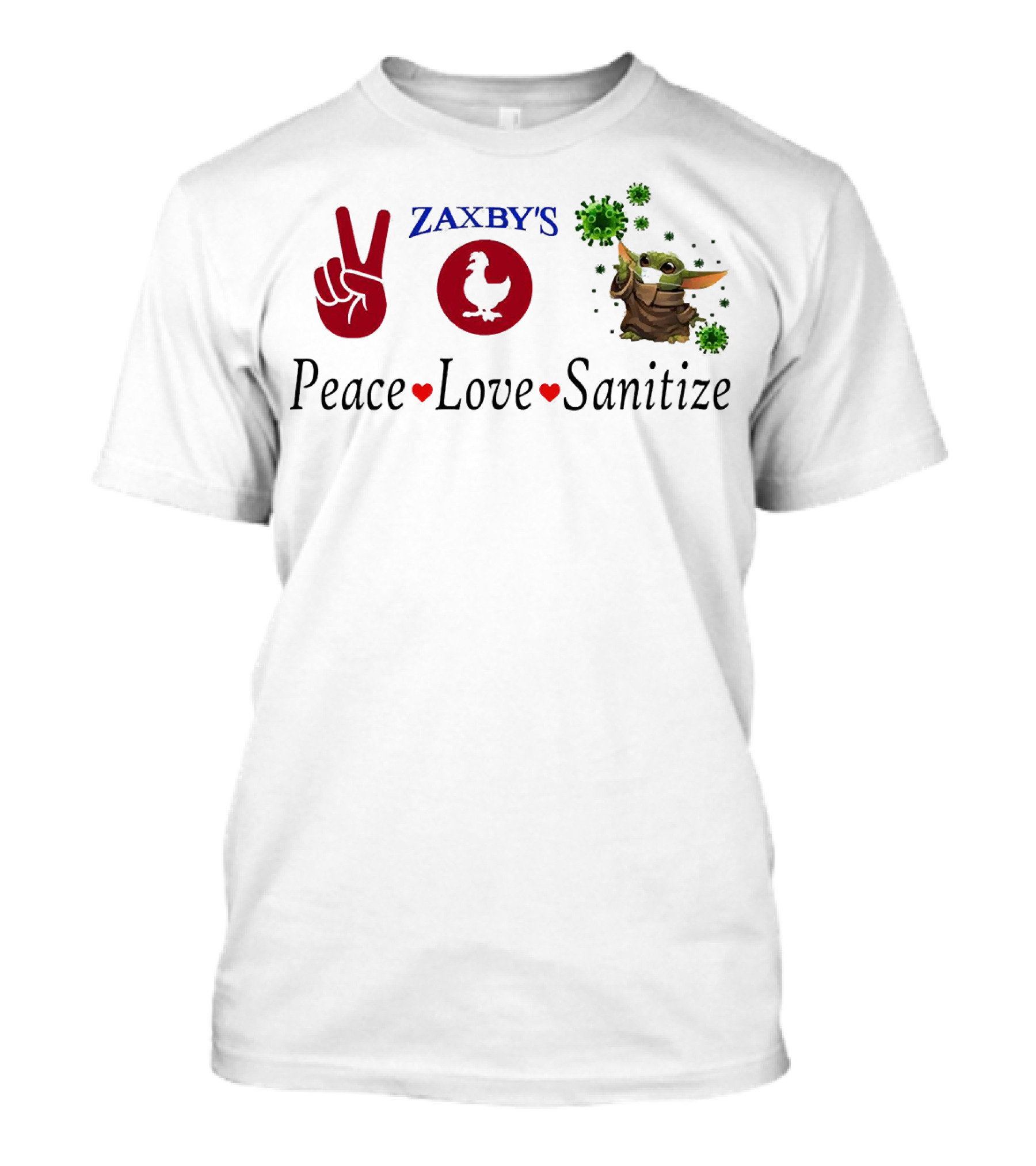 Zaxby's Peace Love Sanitize Baby Yoda T-Shirt