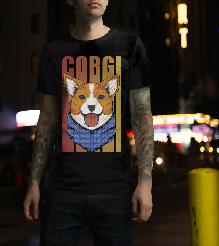 Corgi Dog Bandana Retro 158 T-Shirt
