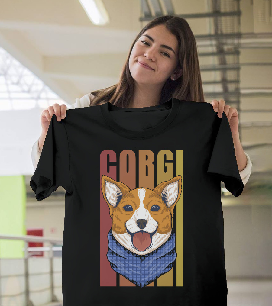 Corgi Dog Bandana Retro 158 T-Shirt