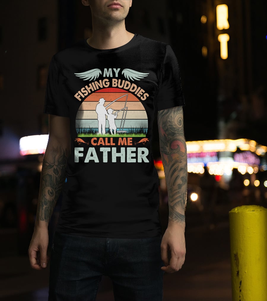 My Fishing Buddies Call Me Father Retro Sunset T-Shirt
