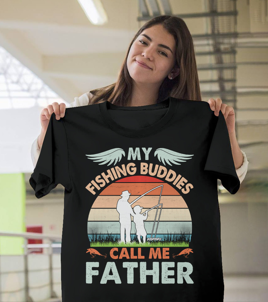 My Fishing Buddies Call Me Father Retro Sunset T-Shirt