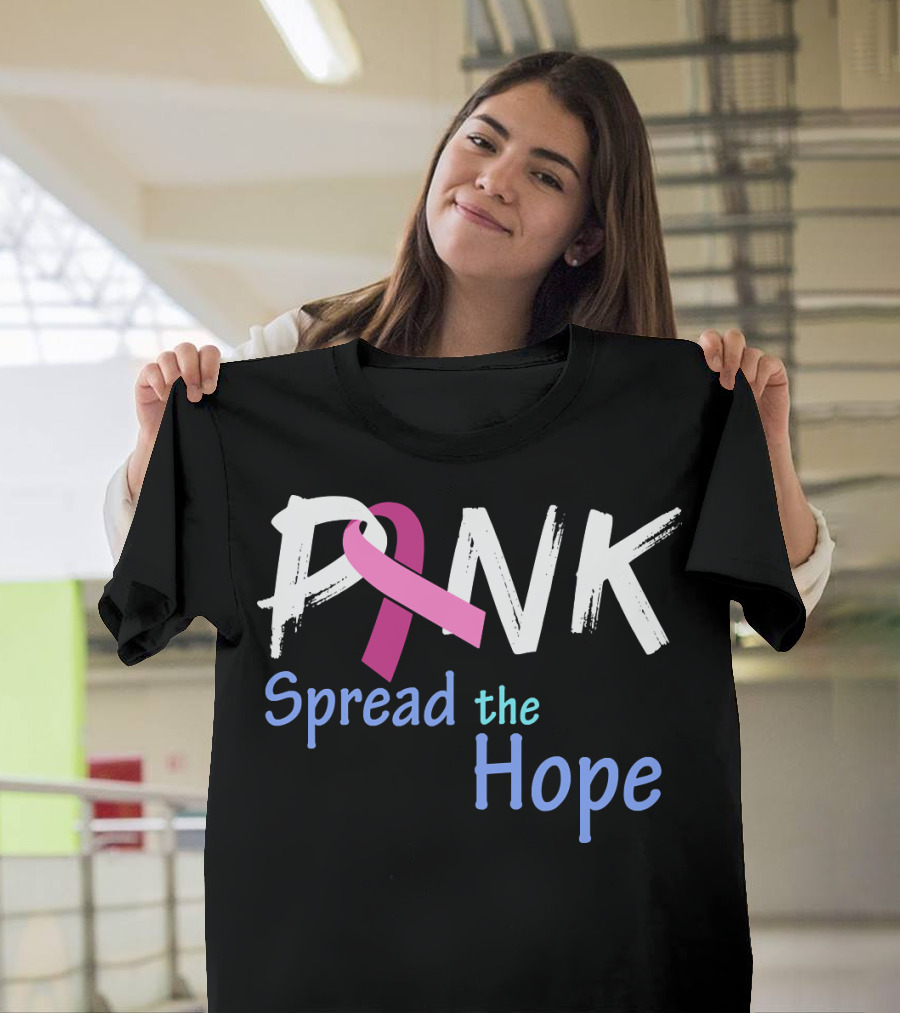 Pink Ribbon Spread the Hope Breast Cancer Awareness Support T-Shirt