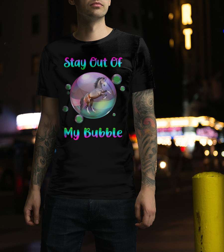 Stay Out Of My Bubble Horse Within Vibrant Spheres T-Shirt