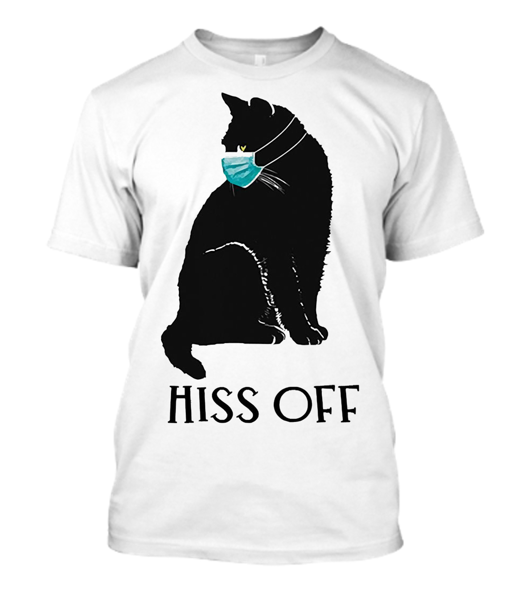 Black Cat Wearing Face Mask Hiss Off T-Shirt
