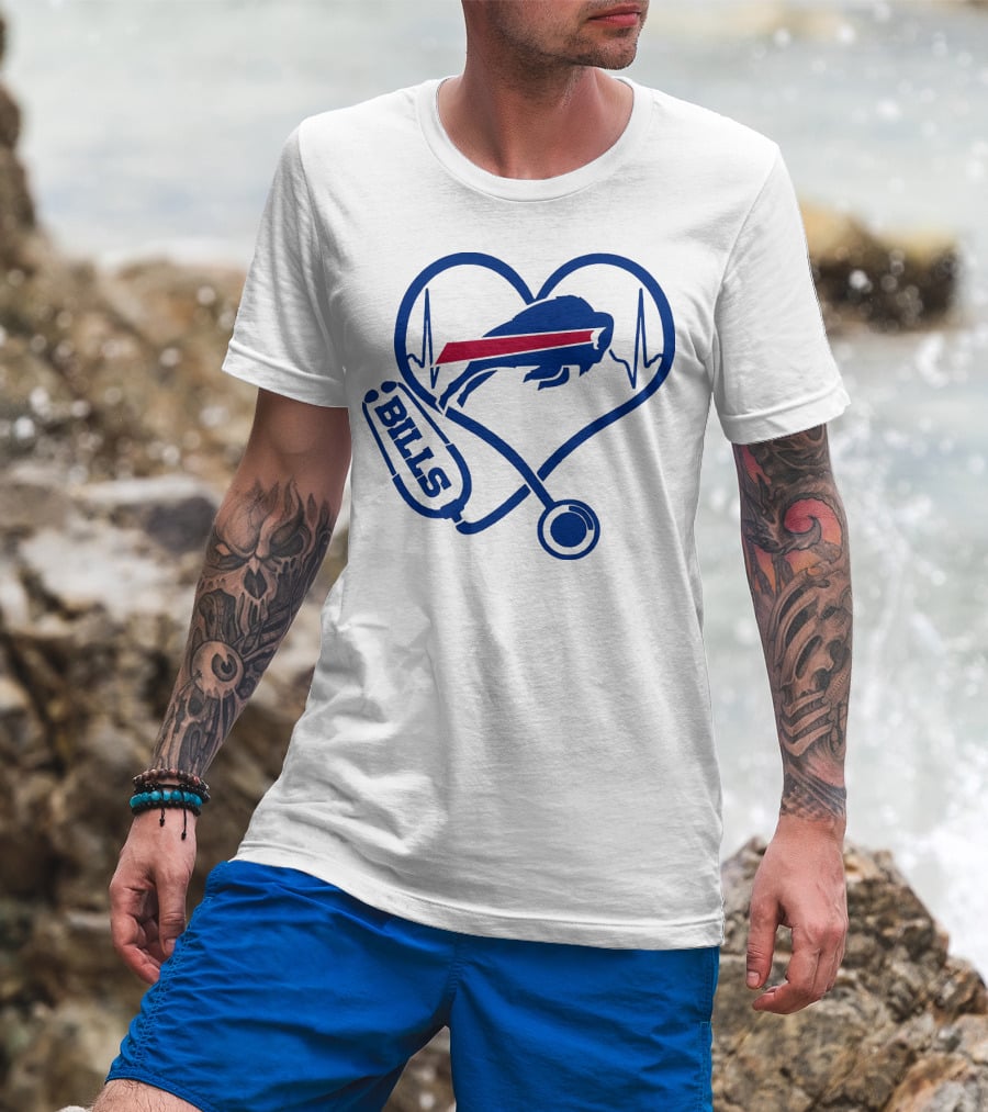 Buffalo Bills Stethoscope Heartbeat T-Shirt