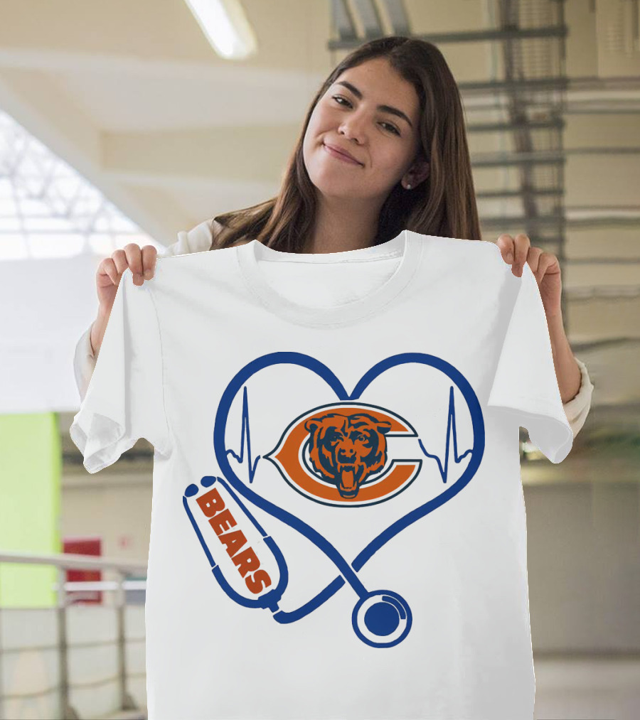 Chicago Bears Stethoscope Heartbeat T-Shirt