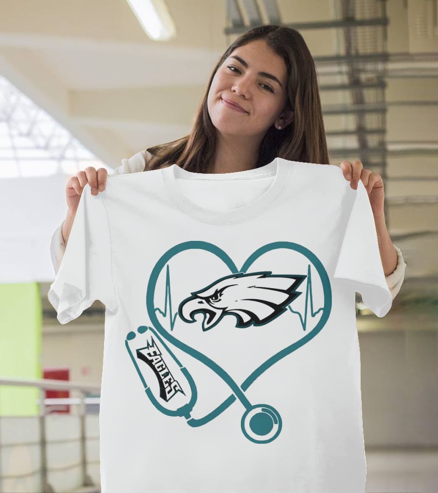 Stethoscopes Heartbeat Philadelphia Eagles T-Shirt
