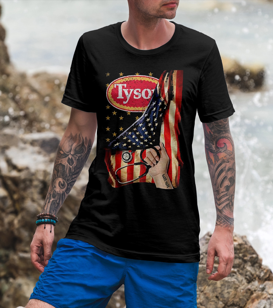 Tyson Foods American Flag Tattoo Sleeve T-Shirt