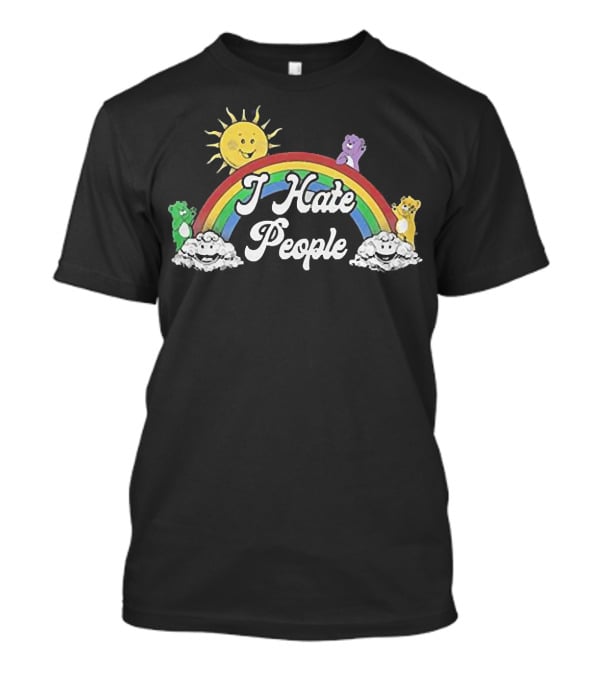 Rainbow Bear I Hate People Cute Sun Clouds T-Shirt