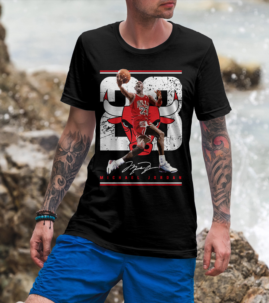 Michael Jordan Bulls 23 Iconic Dunk Signature T-Shirt