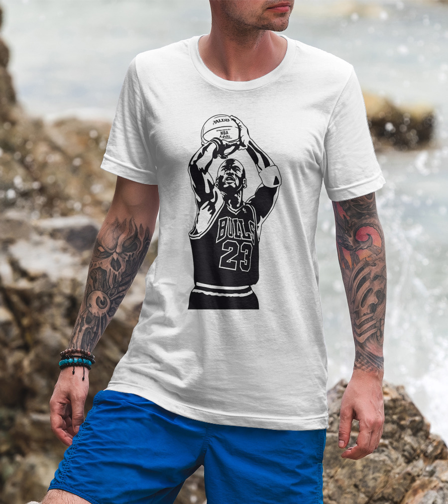 Michael Jordan Bulls Number 23 Basketball NBA Palms T-Shirt