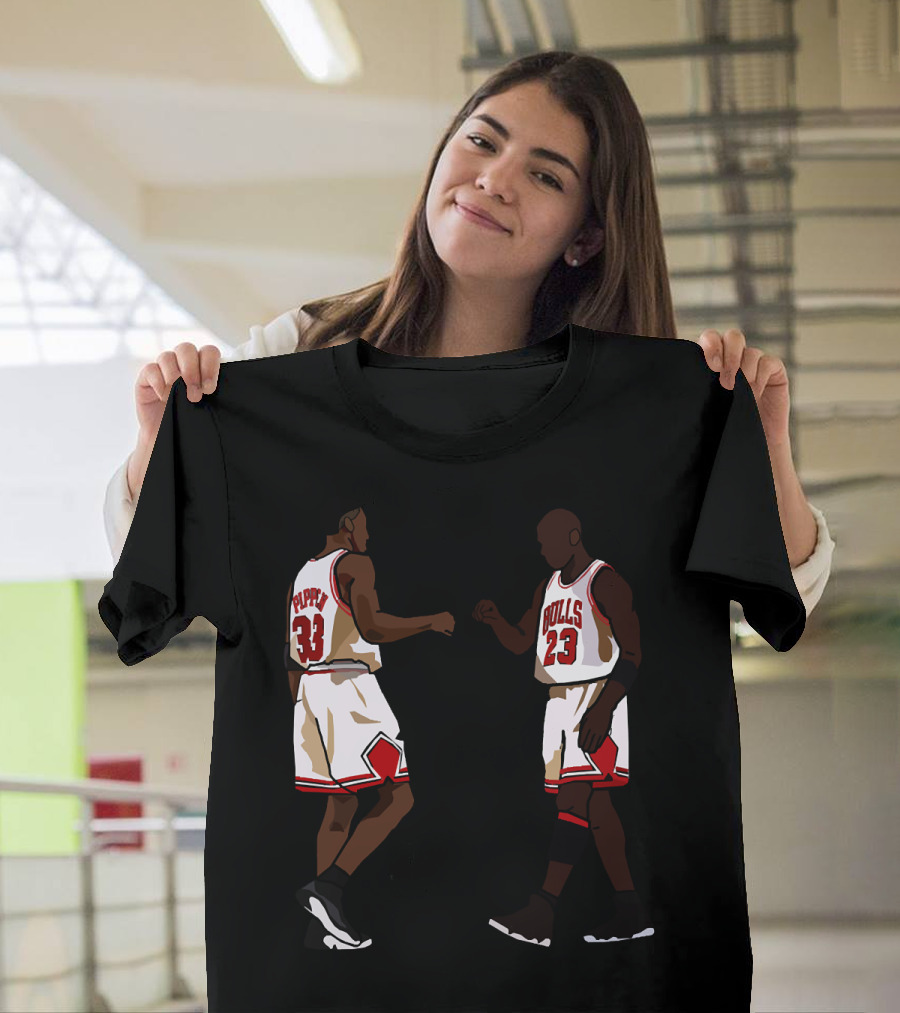 Michael Jordan Scottie Pippen 23 33 Chicago Bulls NBA Throwback T-Shirt