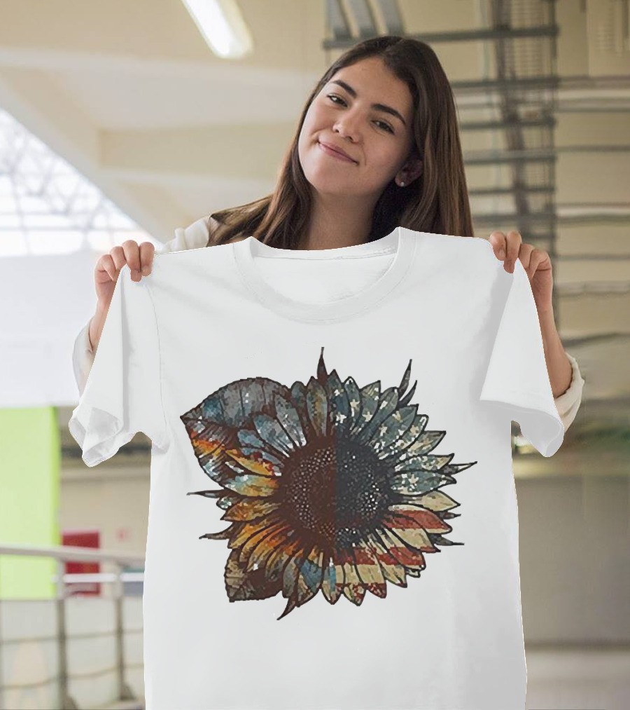 Sunflower American Flag T-Shirt