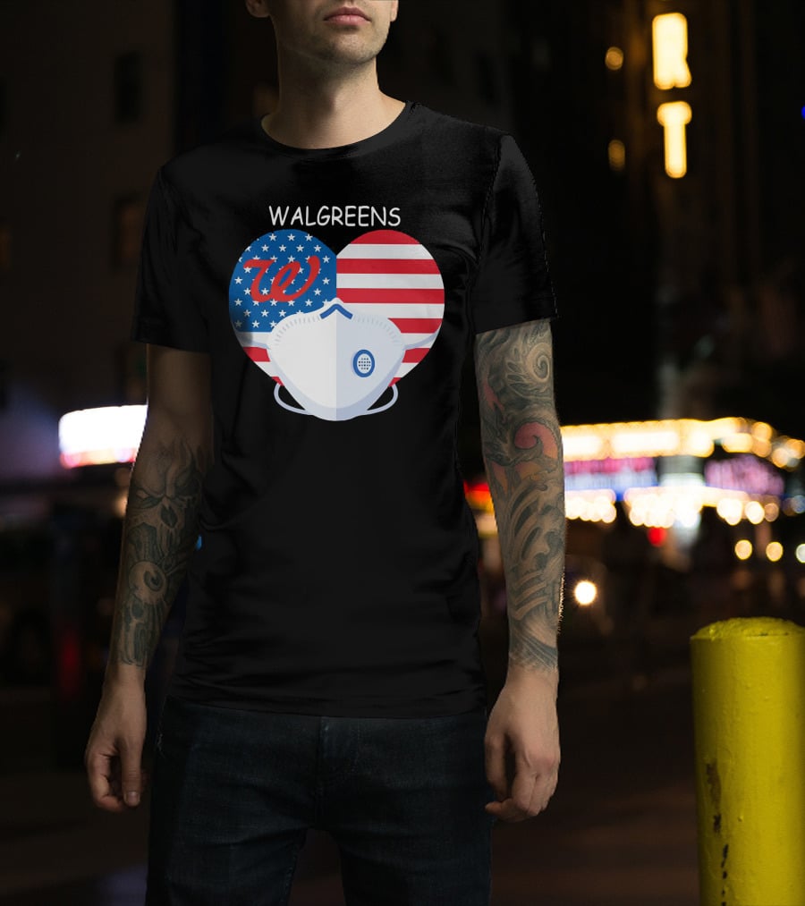 Walgreens Heart American Flag Face Mask T-Shirt