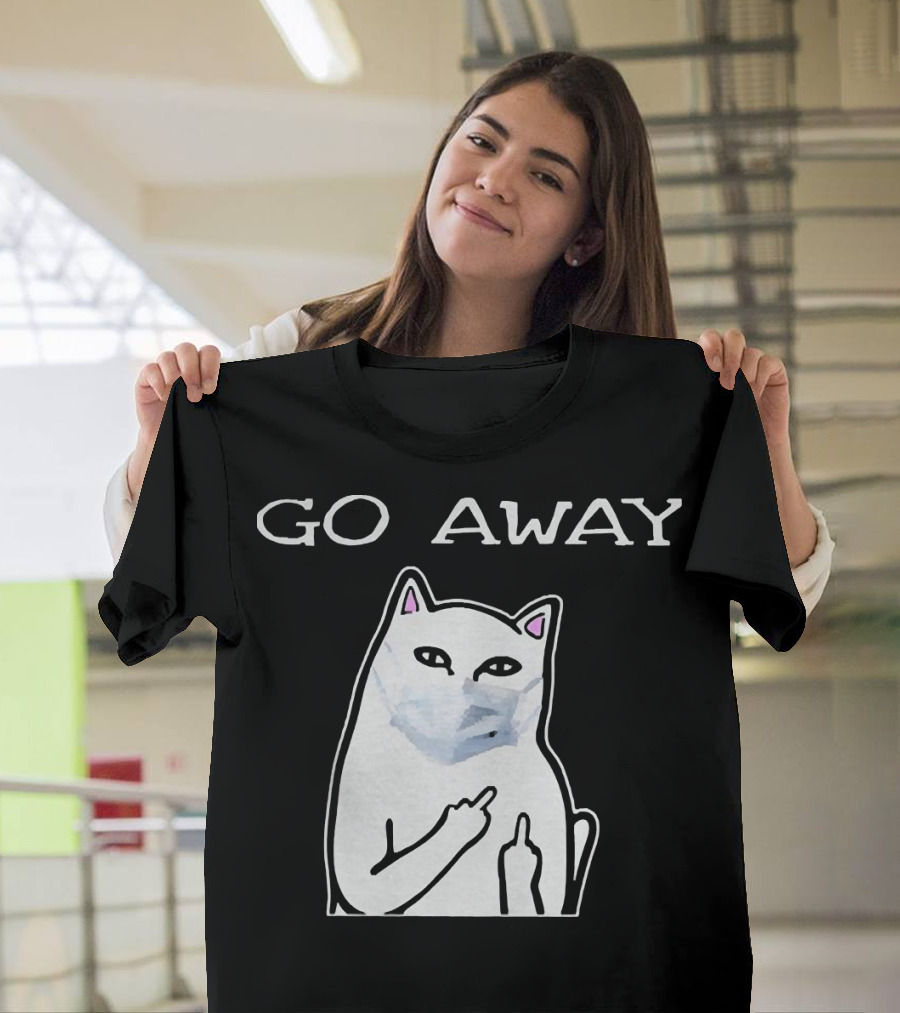 Go Away Cat White Mask T-Shirt