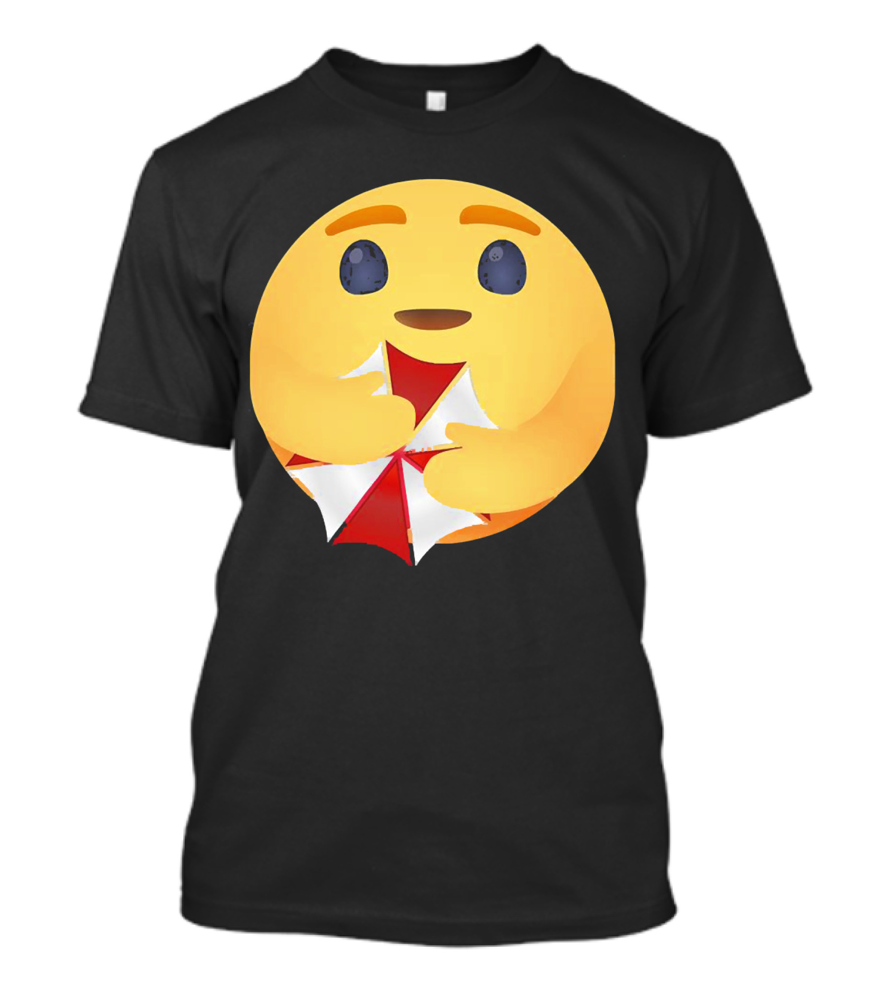 Facebook Care Emoji Embrace With Red Parasol T-Shirt