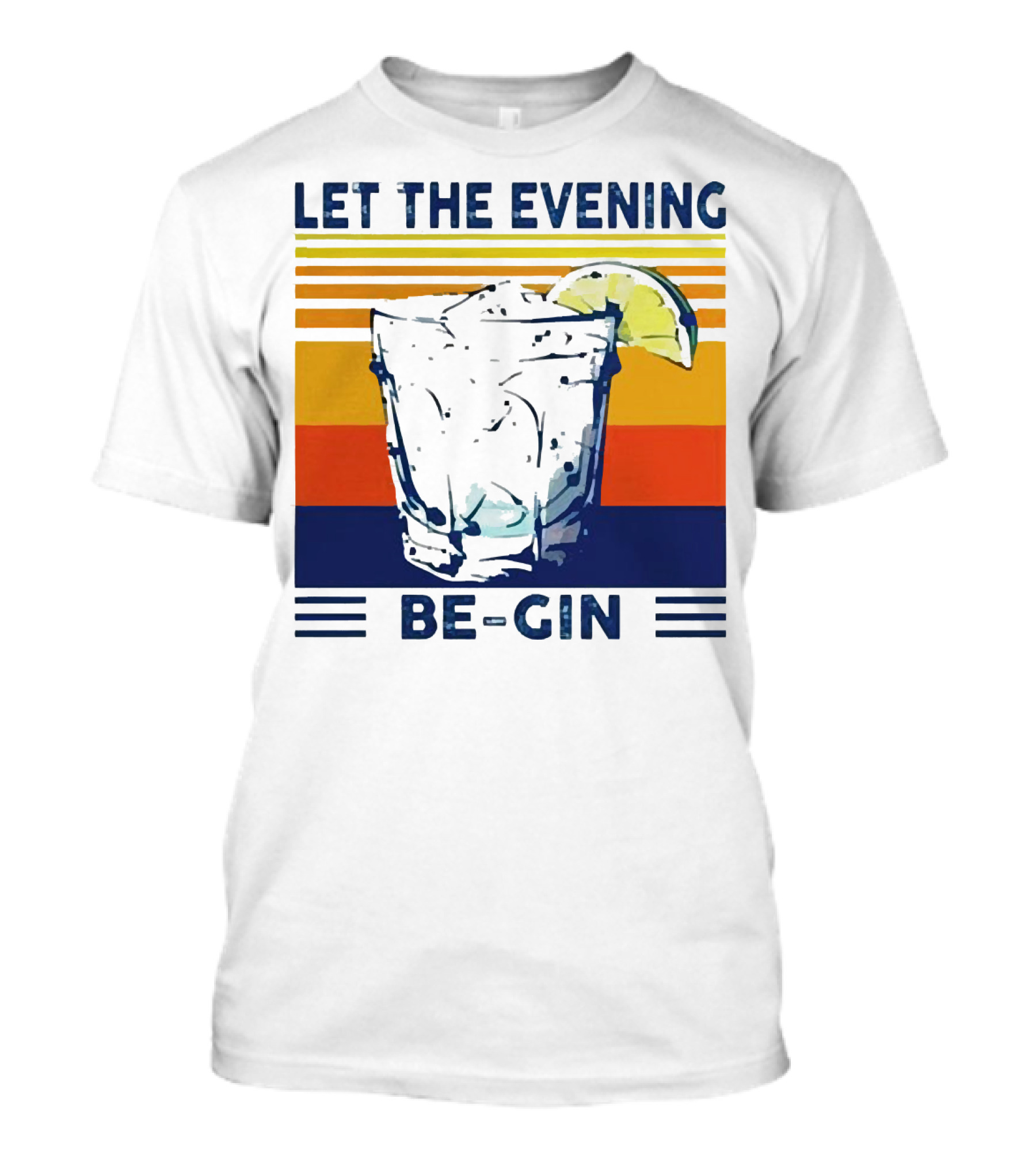Let The Evening Be-Gin Retro Cocktail Glass And Lime T-Shirt