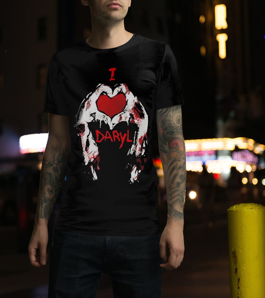 I Love Daryl The Walking Dead Zombie Heart Wings T-Shirt