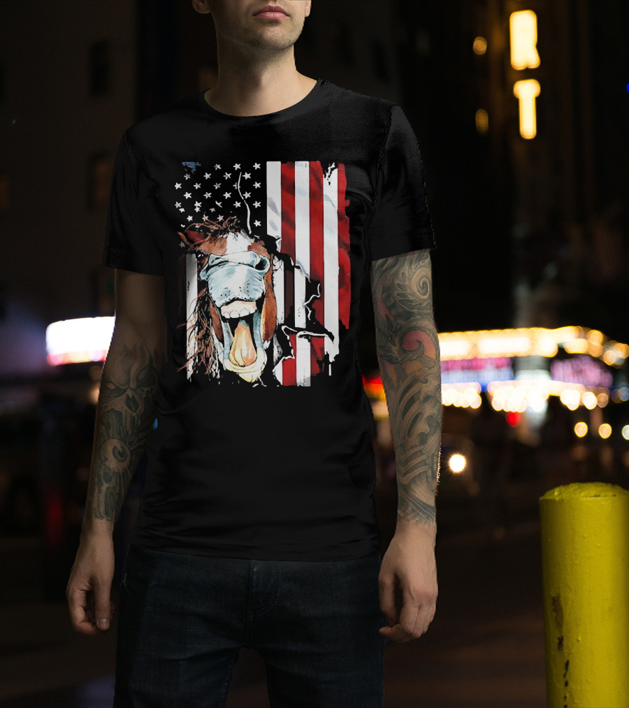 Horse Face American Flag Heritage T-Shirt