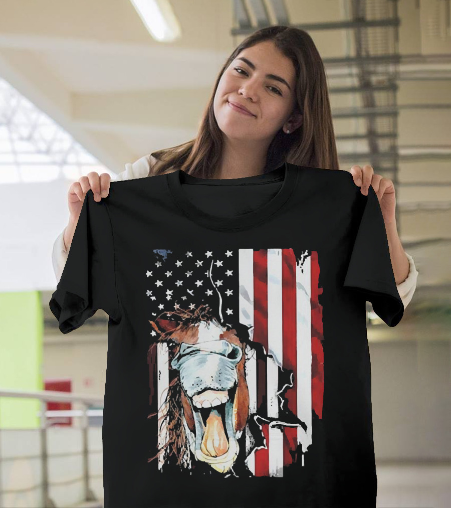 Horse Face American Flag Heritage T-Shirt
