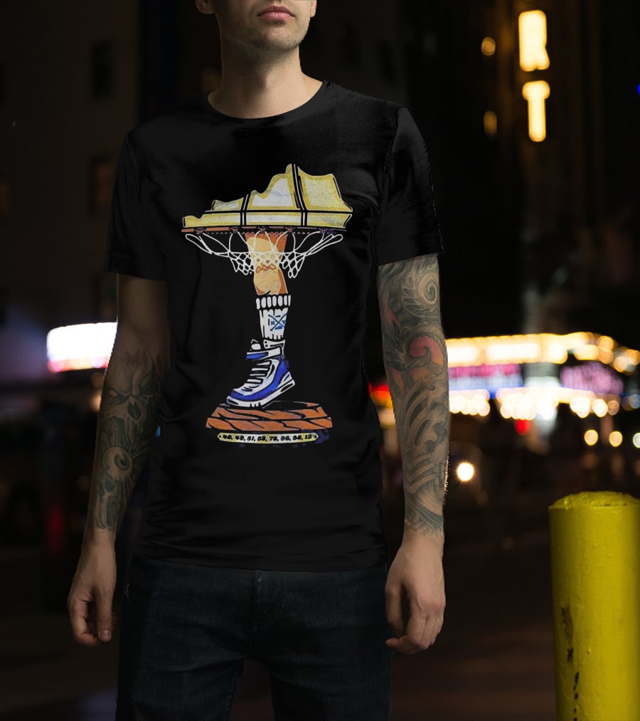 Kentucky Basketball Shoe Leg Lamp With State Map And Hoop T-Shirt