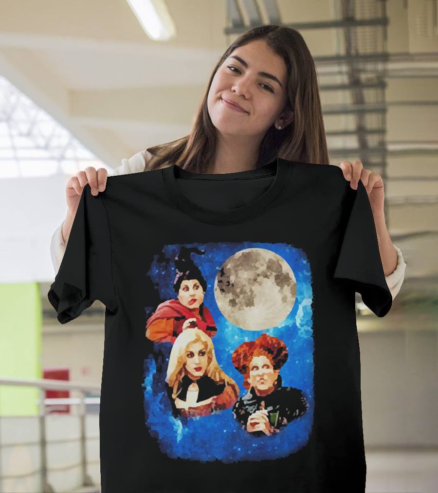 Three Hocus Pocus Moon Sanderson Sisters Night Sky T-Shirt