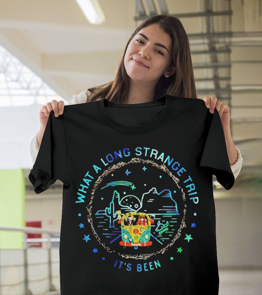 What a Long Strange Trip It's Been Hippie Bus Desert Night Peaceful Journey T-Shirt
