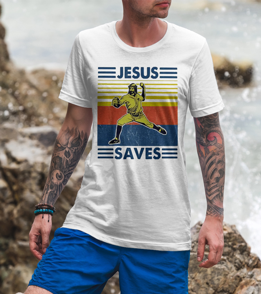 Jesus Saves Baseball Pitcher T-Shirt