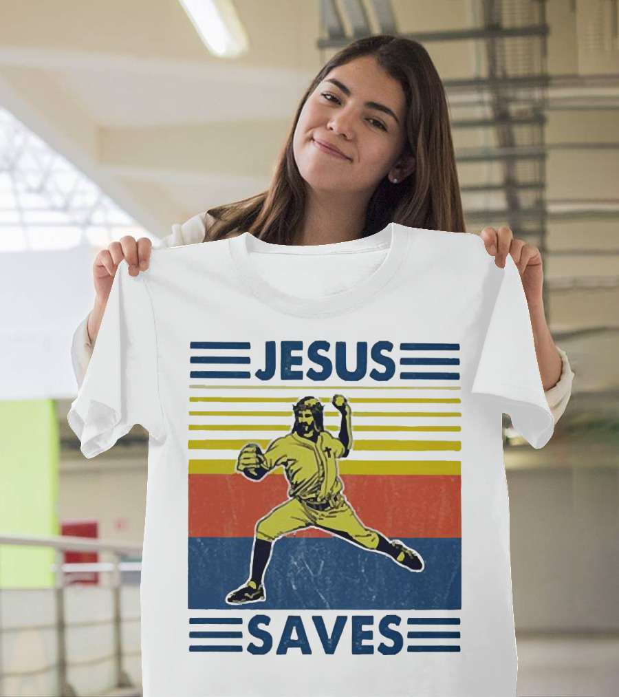 Jesus Saves Baseball Pitcher T-Shirt