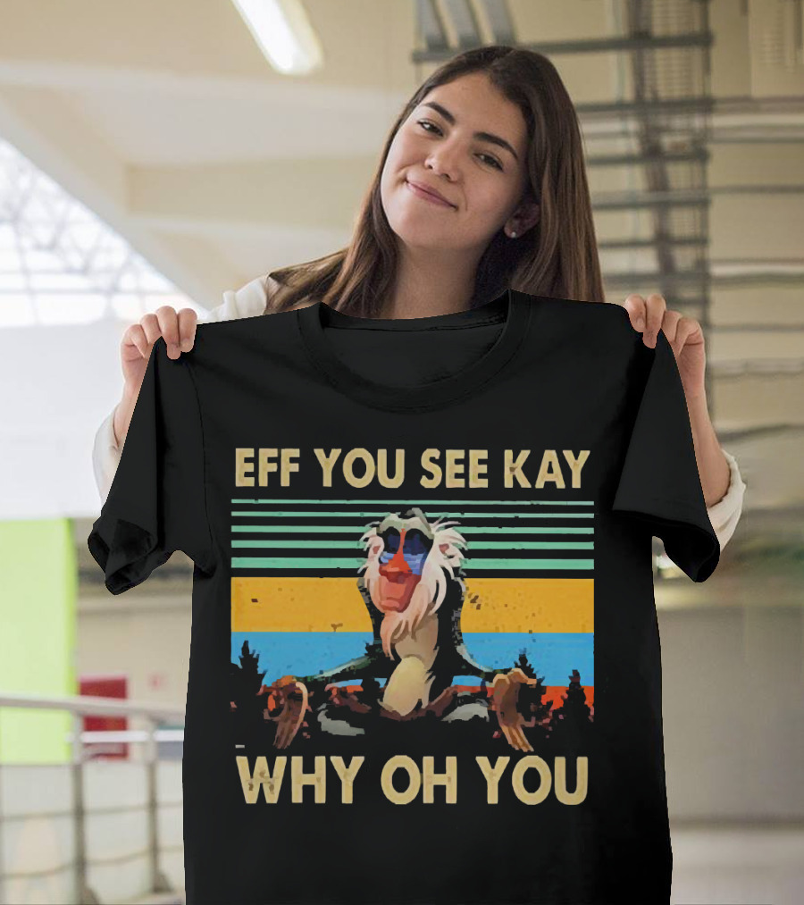 Eff You See Kay Why Oh You Yoga Monkey Retro Sunset T-Shirt