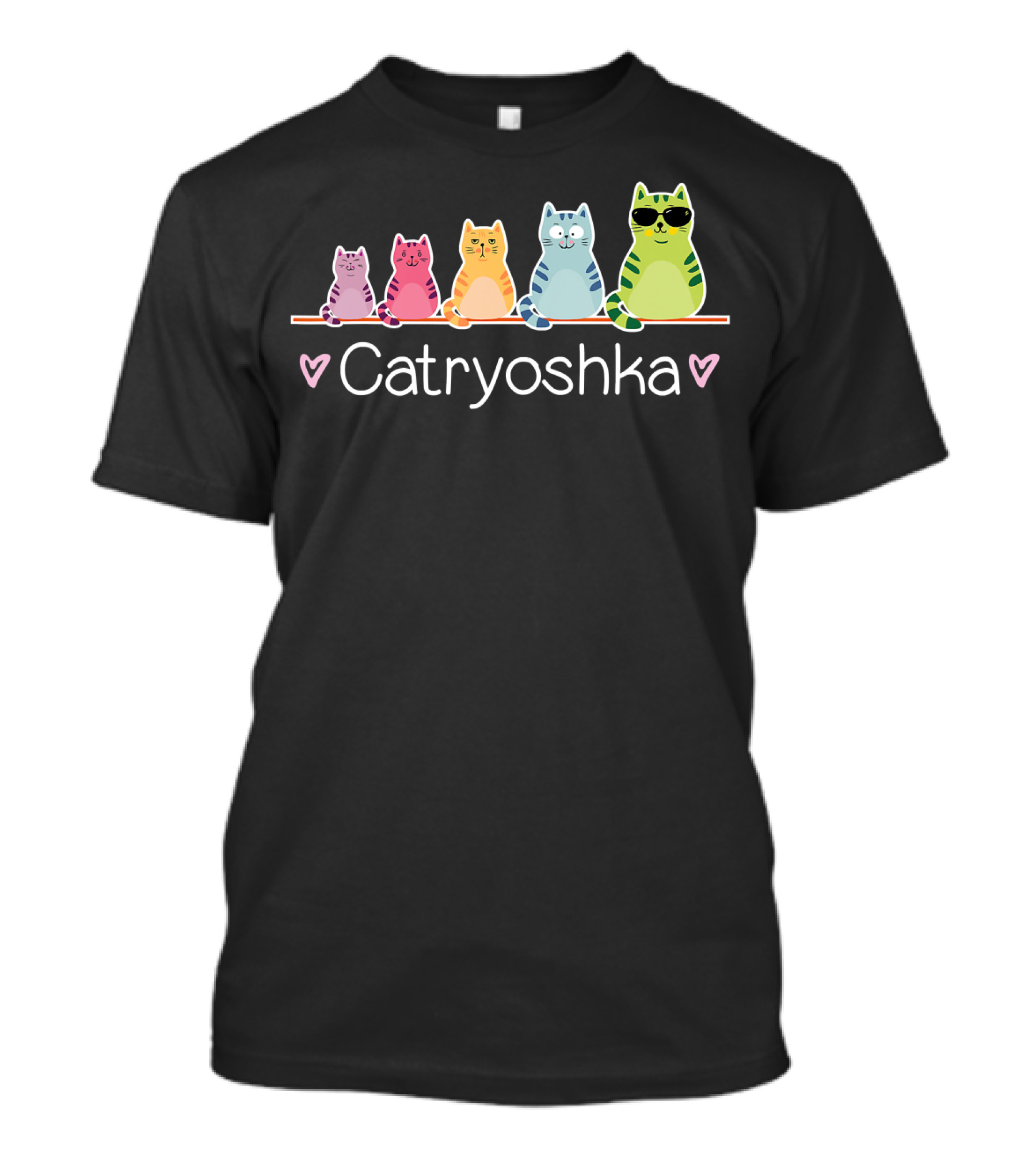 Catryoshka Cute Cats Matryoshka Russian Nesting Doll Colorful Kitty Lineup T-Shirt