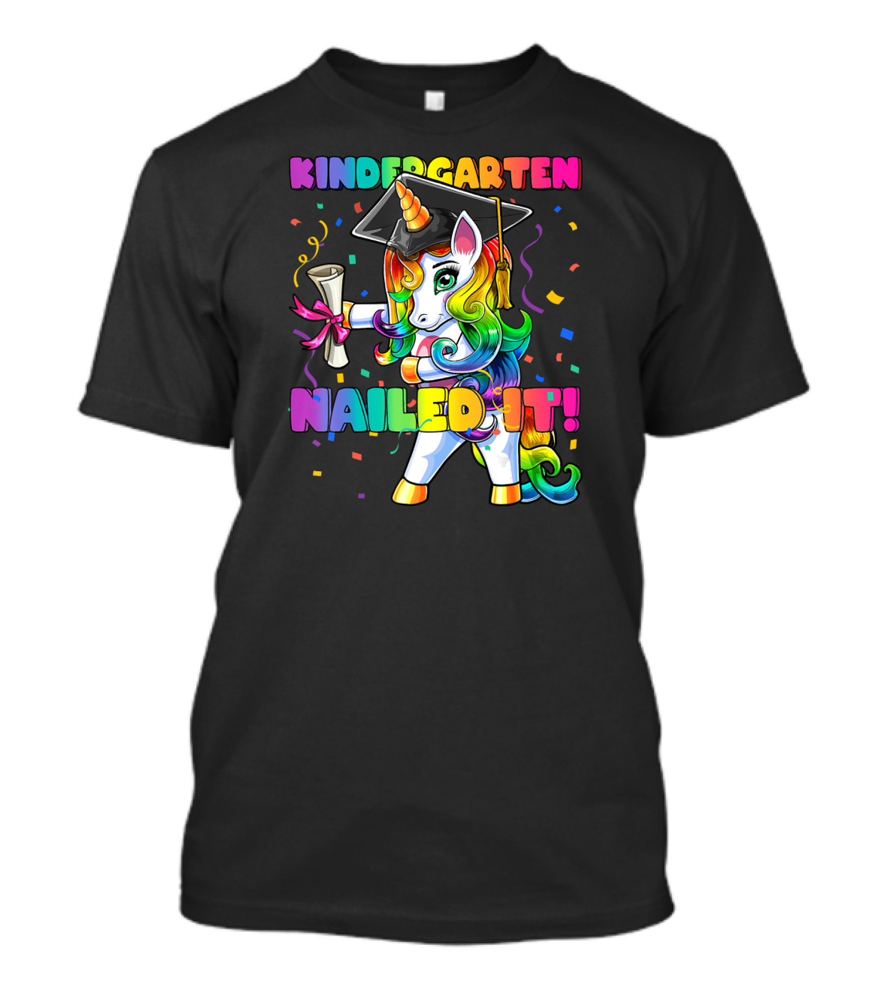 Kindergarten Nailed It Flossing Unicorn Graduation Cap T-Shirt