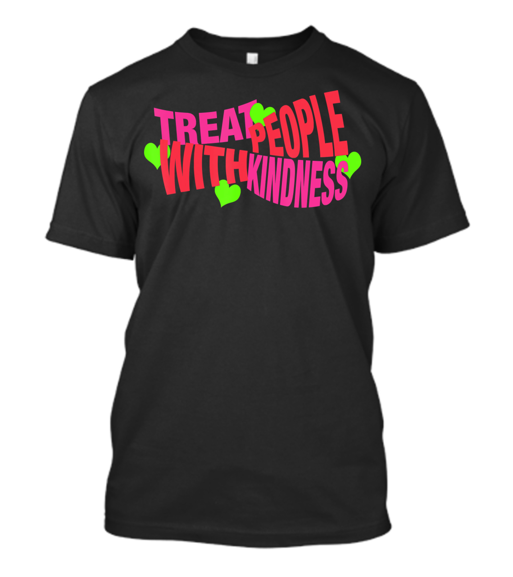 Treat People With Kindness Neon Hearts T-Shirt