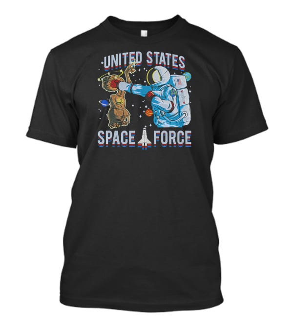 United States Space Force Astronaut Punching Alien In Humorous Space Scene T-Shirt