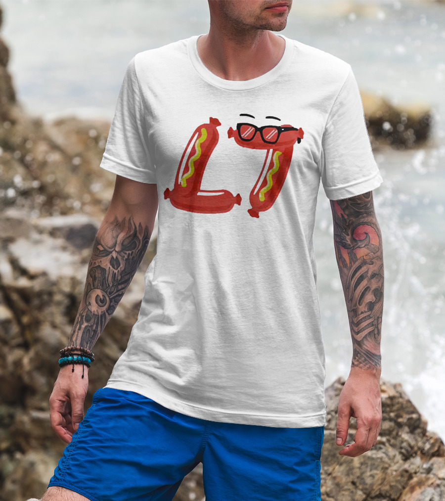 Baseballism Sausage L7 Sunglasses Hotdog T-Shirt