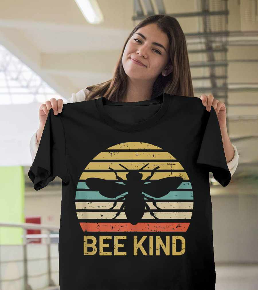 Bee Kind Vintage Style Honey Bee Silhouette Awareness T-Shirt