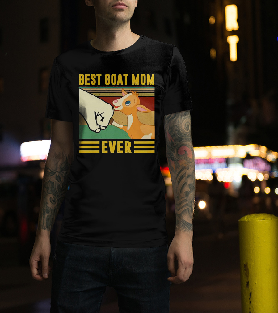Best Goat Mom Ever Fist Bump With Adorable Cartoon Kid T-Shirt