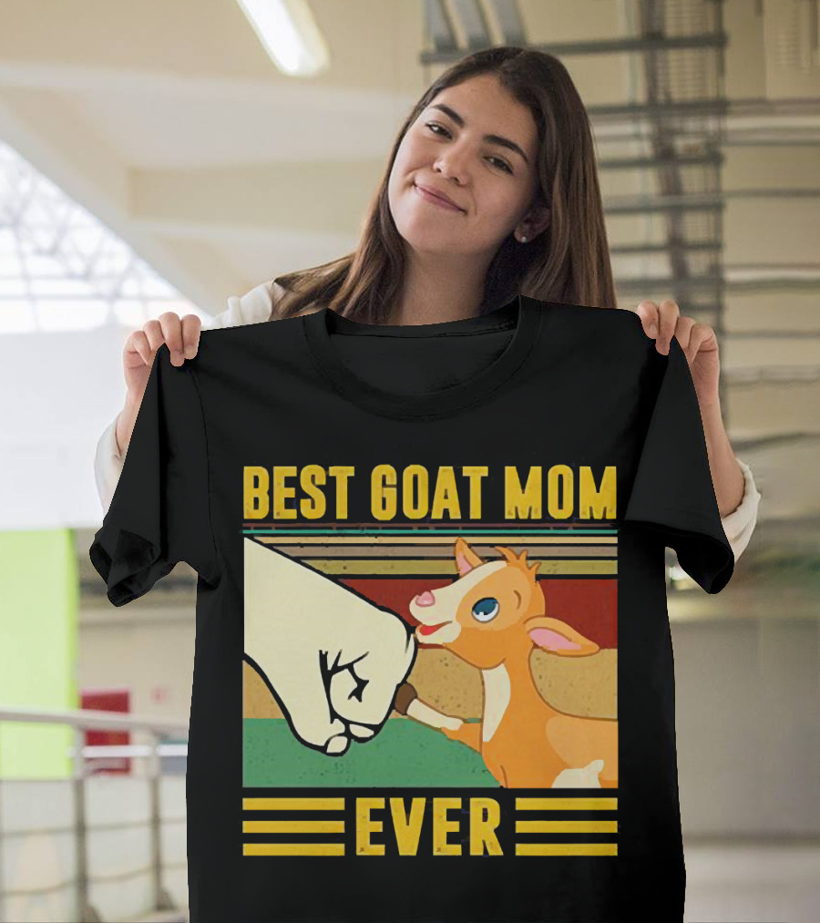 Best Goat Mom Ever Fist Bump With Adorable Cartoon Kid T-Shirt