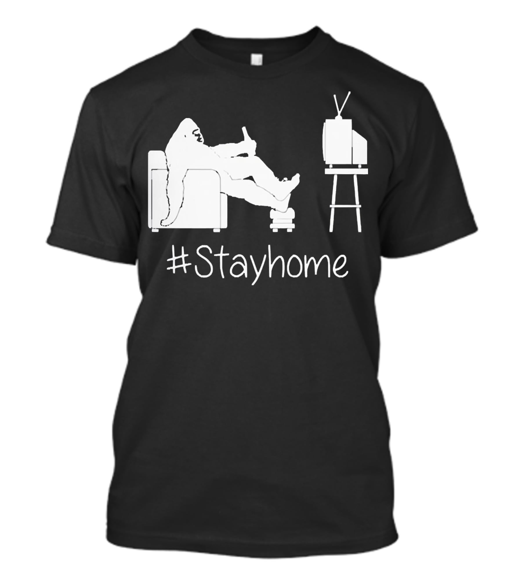 Bigfoot Relaxing Watching TV #Stayhome T-Shirt