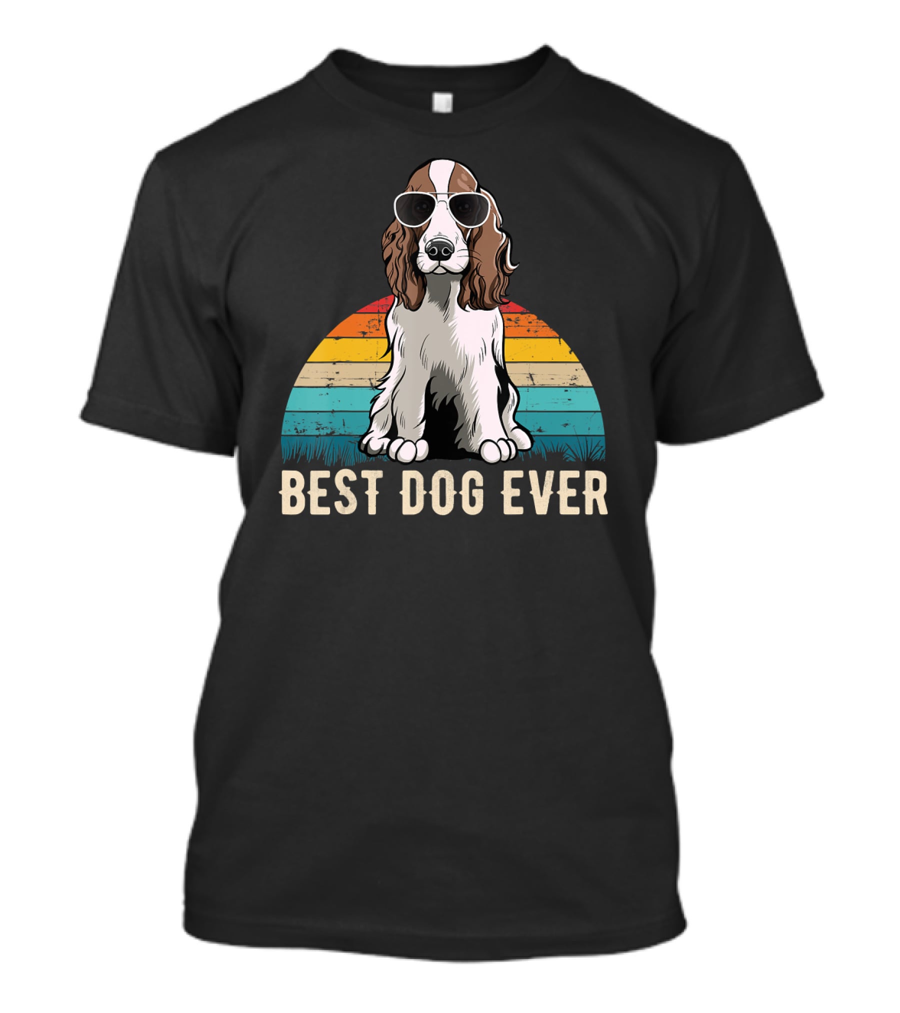 Best Dog Ever English Springer Spaniel Retro Vintage Sunglasses T-Shirt