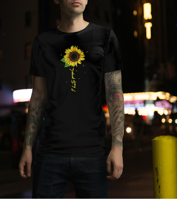 I Hate People Sunflower With Stars And Leaves T-Shirt
