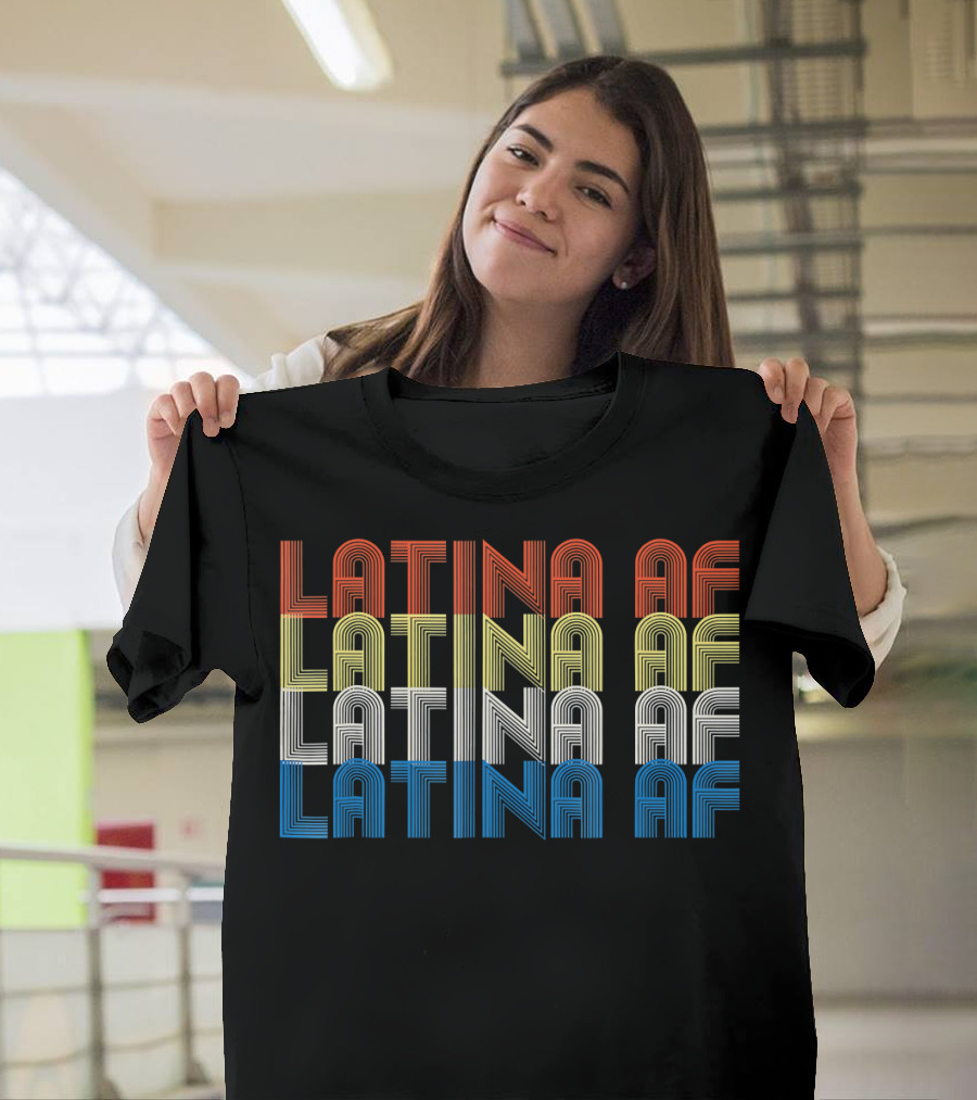 Latina AF Vintage Feminist Rainbow Stripes T-Shirt