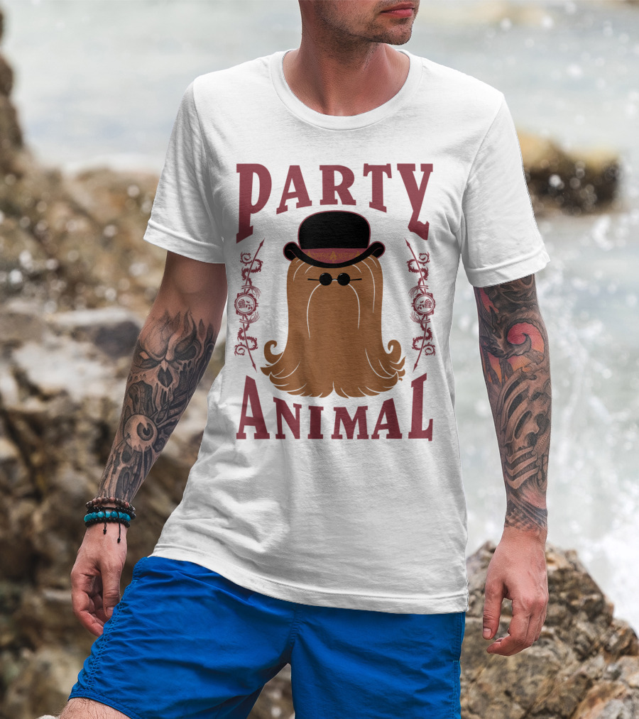Addams Family Cousin It Party Animal Top Hat And Sunglasses T-Shirt