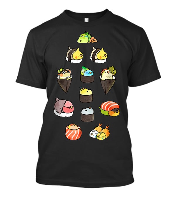 Bird Sushi Roll Parody Cute Cartoon Birds Nigiri Maki Temaki T-Shirt