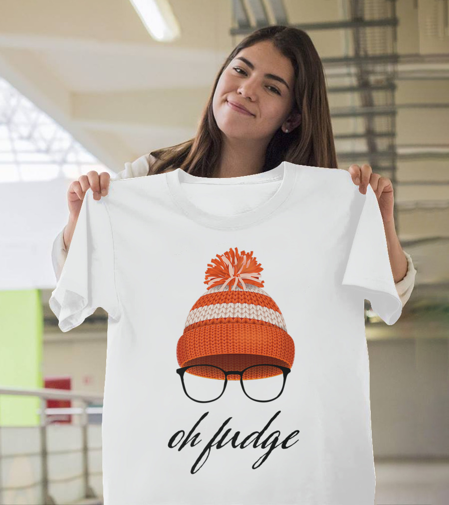 Oh Fudge Christmas Movie Orange Hat and Glasses T-Shirt
