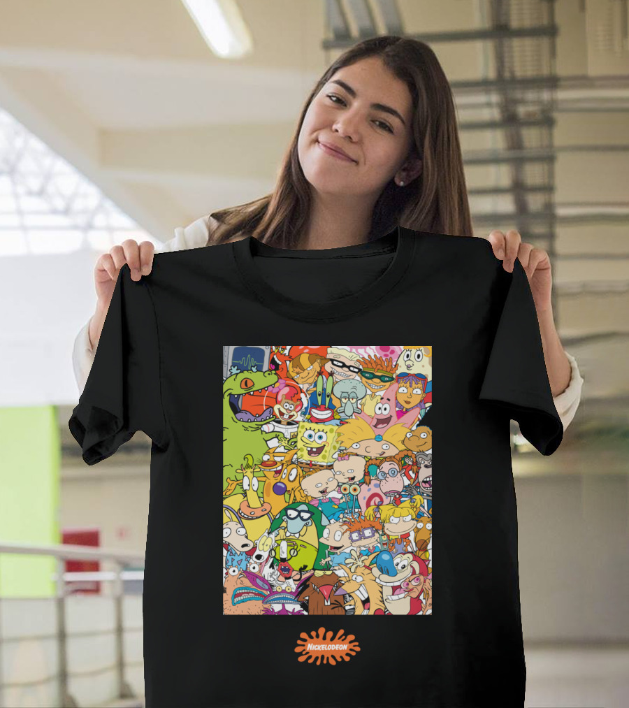 Nickelodeon 90s Cartoon Characters Compilation Group Shot T-Shirt