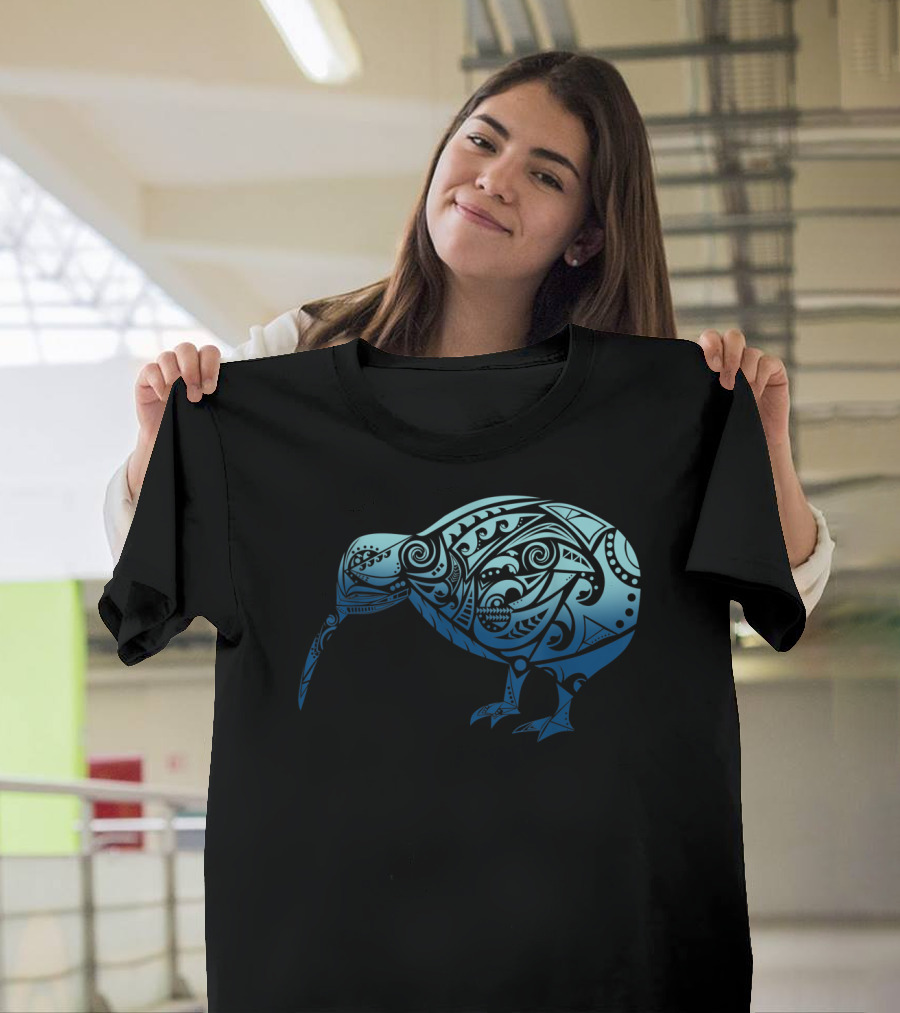 Polynesia Maori Kiwi Bird Ocean Blue T-Shirt
