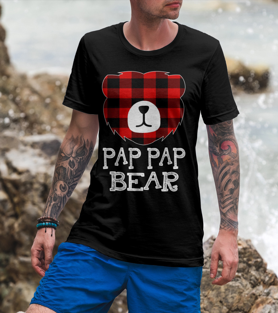 Pap Pap Bear Red Plaid Buffalo T-Shirt