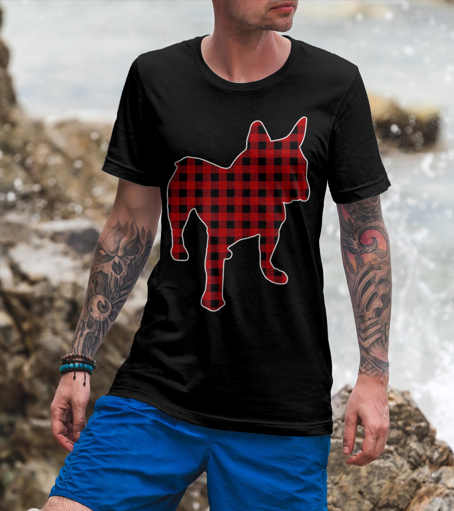 French Bulldog Red Buffalo Plaid Christmas T-Shirt
